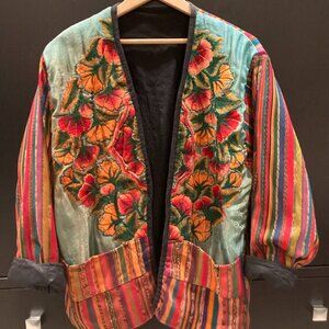 Jacket with Floral and Stripe Patterns